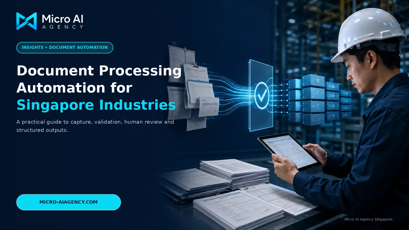 Industrial documents moving through validation into structured business data