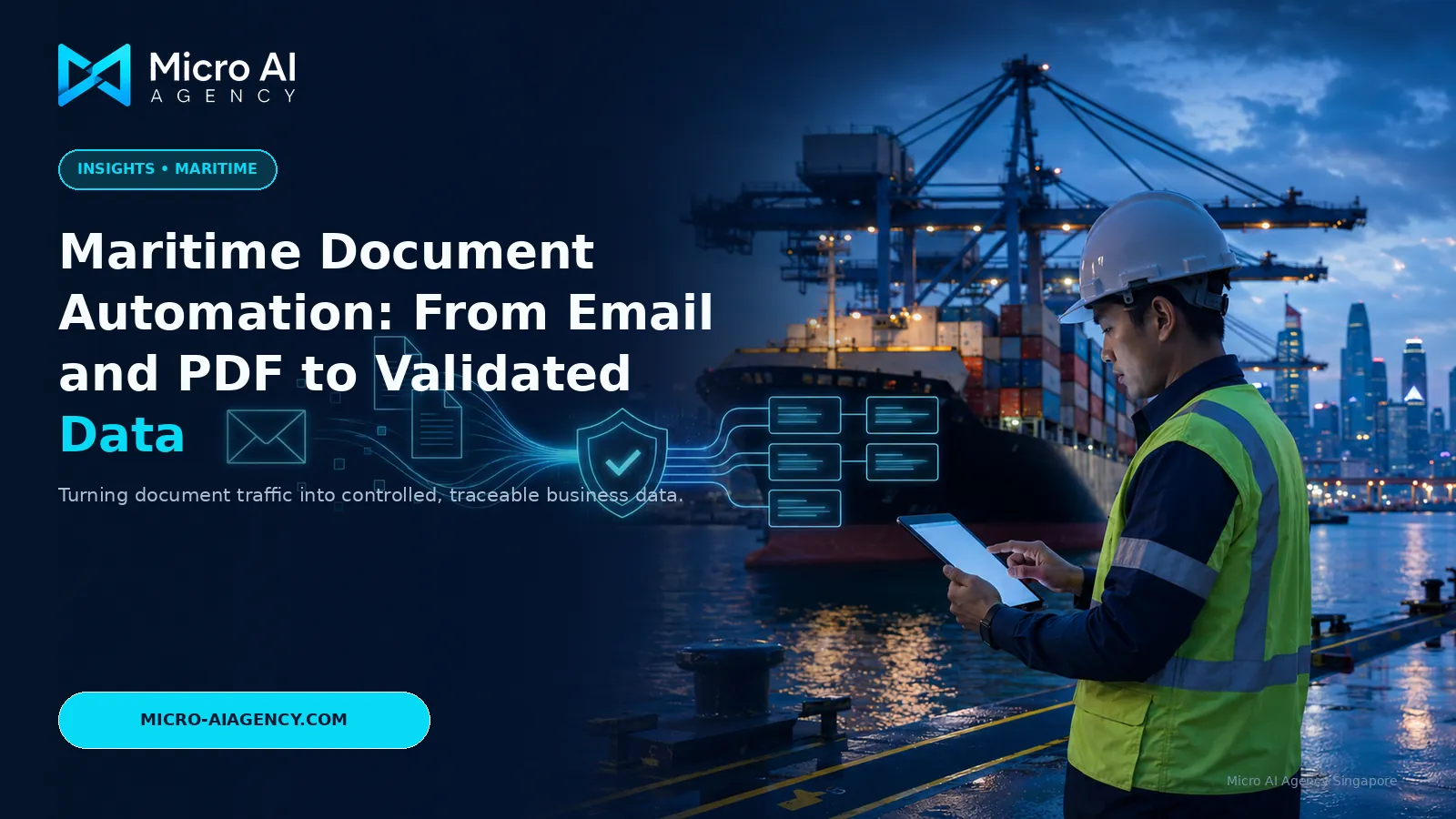 Maritime email and shipping documents passing through a validation workflow