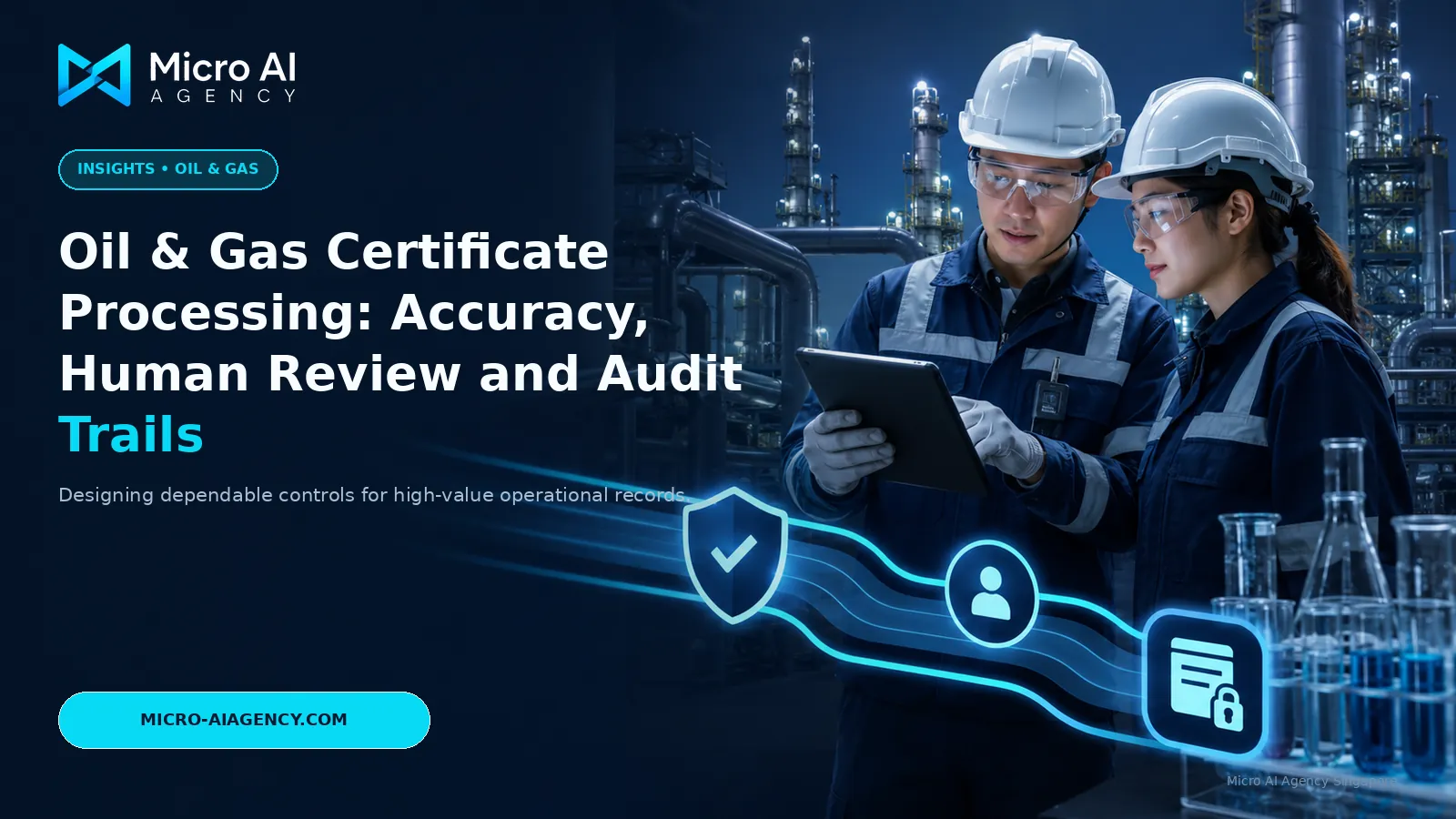 Oil and gas engineers validating supplier certificates with human review controls